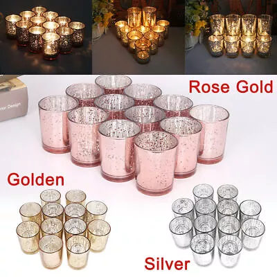 24x Mercury Vintage Glass Tea Light Candle Holders Votive Wedding Home Decor NEW • £19.59