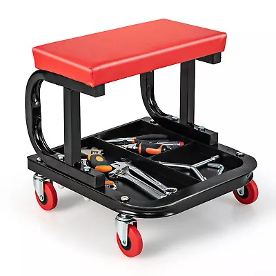 Rolling Creeper Garage Shop Seat Soft Padded Mechanic Seat W/ Tool Tray Storage • $42.99