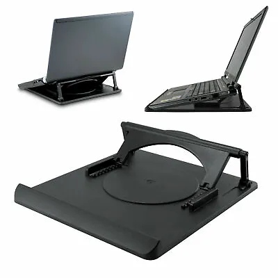 360° Rotation Laptop Table Stand Desk Tray Cooling Holder Adjustable Swivel Base • £17.99