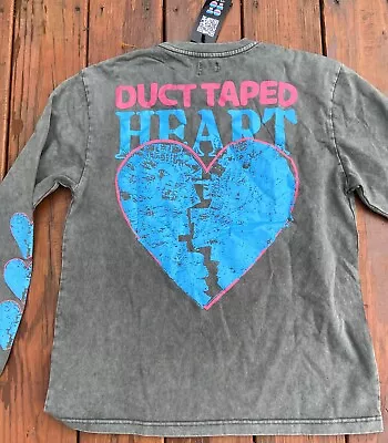 OTTO By Kris Duct Taped Heart Long Sleeve Tshirt 100% Cotton Gray Medium NWT • $23.95