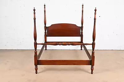 Kindel Furniture Georgian Carved Mahogany Full Size Poster Bed Circa 1960s • $2200