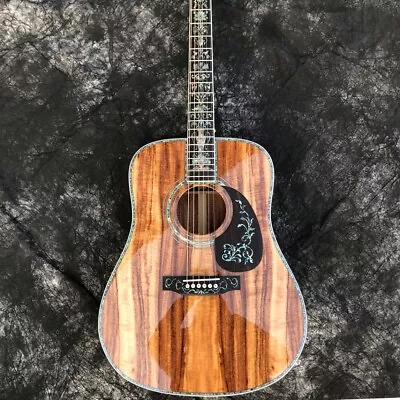 All Koa Wood Acoustic Guitar 41 Inch D Type Abalone Inlays Ebony Fingerboard • $479