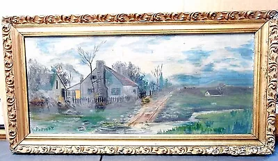 Vintage Original Signed H. Putman Oil On Canvas Painting  Framed 21 X 11 Inches • $125