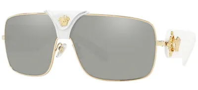 $399.95 • Buy RARE VERSACE Squared Baroque White Gold Grey Mirror Sunglasses VE 2207Q 10026G