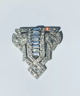 Vintage Art Deco Silver Tone Rhinestone Fur Dress Scarf Clip • $49.99