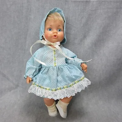 Ideal Tiny Tears Vtg Doll Inset Eyes Rooted Hair 13in Blue Dress • $21.99