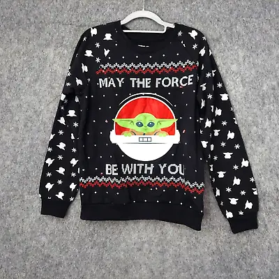 Star Wars Light Up Sweater Medium Baby Yoda Merry Christmas Long Sleev Crew Neck • $27.06