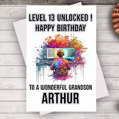 Personalised Gaming Birthday Card Boys Grandson Son Brother Nephew Teenage Gamer • £2.80