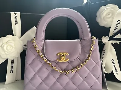 New Chanel 24P KELLY Nano Lilac Purple Top Handle Shopping Bag Handbag Gold 2024 • $6999.99