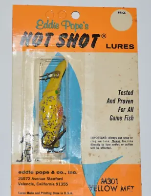 Old Eddie Pope's Hot Shot Lure M301 Yellow Metallic Silver Flake Crankbait NEW • $14.95