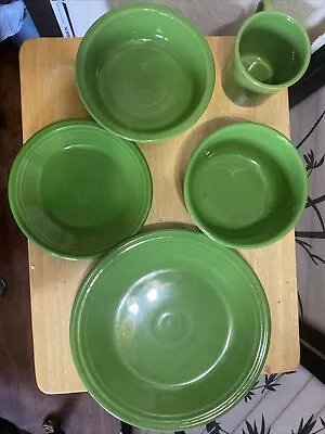 Homer Laughlin Fiesta Ware Shamrock 5 Piece Place Setting Retired Dishes W/box • $45