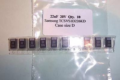 22uF 20V SMD SMT Tantalum Capacitors Case Size D New Samsung Parts Qty. 10 • £2.99
