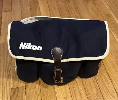 Vintage Nikon Canvas Camera Beach Bag Leica Style W/Strap * 7-Compart *Excellent • $25.98