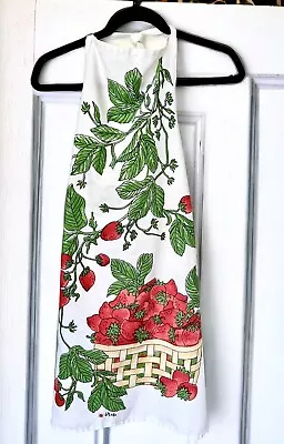 Vera Neumann STRAWBERRY Bib Hostess Apron Strawberry Vines Basket Vintage • $30