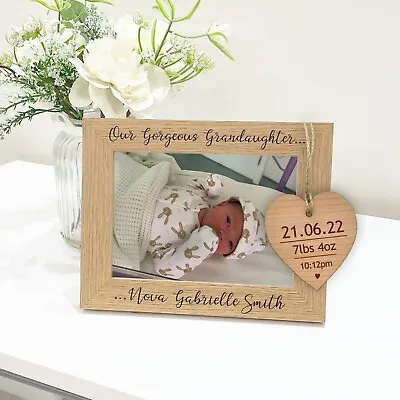 PERSONALISED Grandson Granddaughter Photo Frame For New Born Grandparents Gift • £11.95