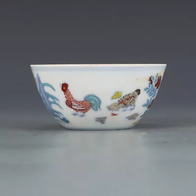 3.1  Chinese Ming Doucai Contrasting Colors Porcelain Animal Cock Rooster Cup • $19