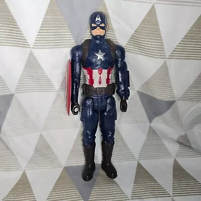 Marvel Avengers Titan Hero 12  Captain America Action Figure & Shield Toy Hasbro • £0.99