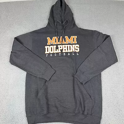 Miami Dolphins Hoodie Men's 2XLT Gray Cotton Short Sleeve Drawstring Fanatics • $19.99