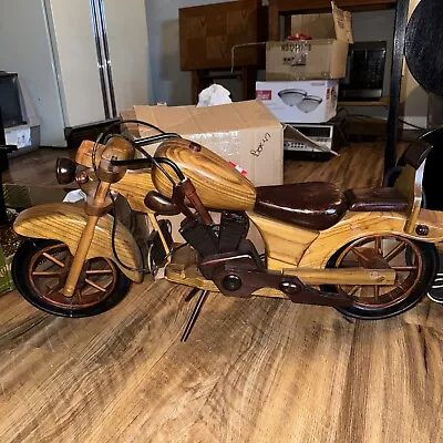 Very Large Handmade Woods Motorcycle Statue Harley Indian 28” Long!! • $180