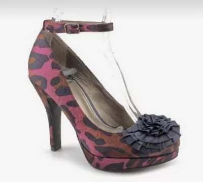 Womens Fergalicious Naples Magenta Croc Print High Heels Stilettos Pumps Shoes 8 • £17.67