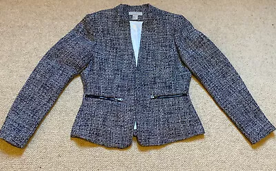 H&M Collarless Blazer Jacket. Textured Black White Fleck. US 10. • £10