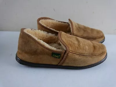 CABELA'S Men's 10M Tan Suede Fleece-Lined Warm Winter Slippers VGC • $19.99