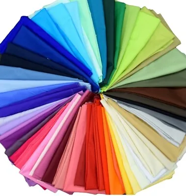  COTTON POPLIN FABRIC PLAIN Solid Dressmaking Craft Oeko-Tex Standard Material • £6.45