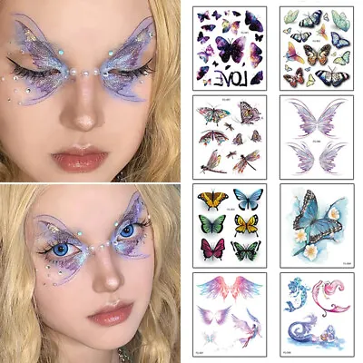 Fairy Butterfly Wings Shiny Tattoo Sticker Waterproof Eyes Face Body Art Makeup  • £2.59