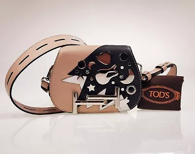 Tod’s Double T Rock Strass Mini Leather Saddle Flap Belt Bag Crossbody NWOT • $375