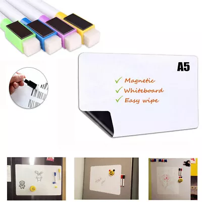 £2.68 • Buy A5 Magnetic Whiteboard Plain Drawing Memo Notice List Planner Board Markers Pens