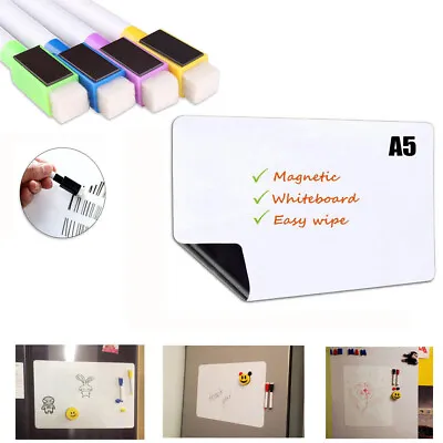 A5 Magnetic Whiteboard Plain Drawing Memo Notice List Planner Board Markers Pens • £3.59