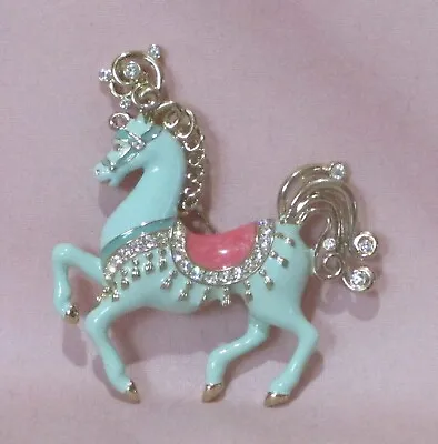 $79.99 • Buy Vintage Signed BOB MACKIE Large Enamel & Rhinestone Carnival Horse Pin Brooch