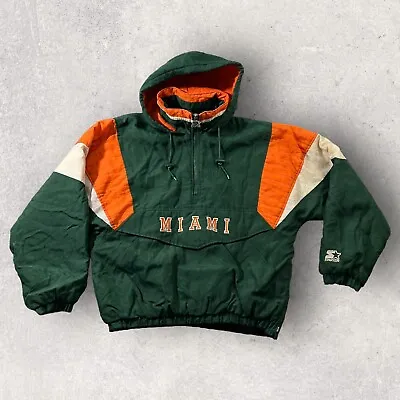 Vintage Miami Hurricanes Starter Jacket Youth XL Green 90s Streetwear Football  • $106.15