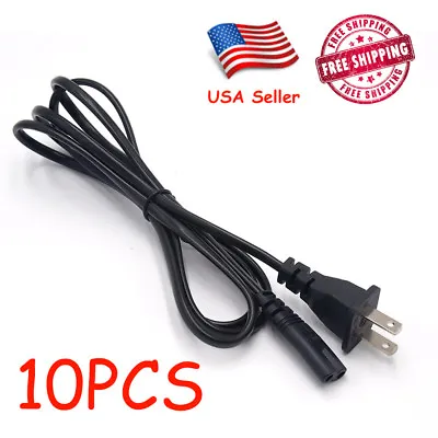 Lot 10 US 2 Prong 2Pin Power Cord Cable Charge Adapter PC Laptop PS2 PS3 6 Feet • $16.99