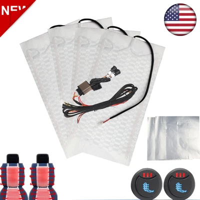$30.99 • Buy 4PCS 12V Universal Carbon Fiber Car Heated Seat Heater Kit W/Round Switch 3Level