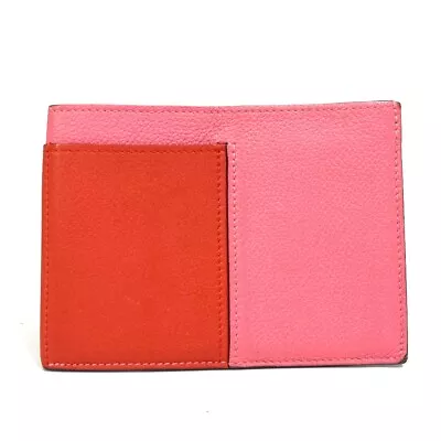 HERMES Multicolore Nect Business Card Holder Pass Case Card Case Evercolor Pink • $495