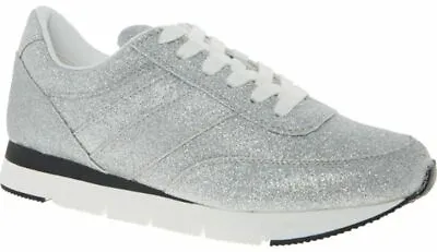 Designer Calvin Klein Ladies Ck Tea Silver Glitter Trainers Sneakers Shoe Us 8  • £17.99