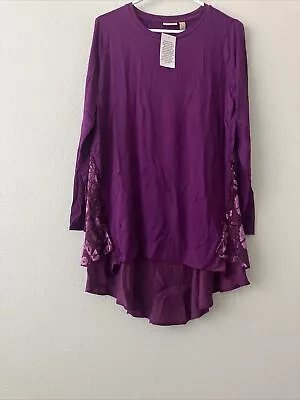 LOGO By Lori Goldstein Rayon 230 Knit Top Burnout Velvet-Charisma (sz M) A390990 • $30