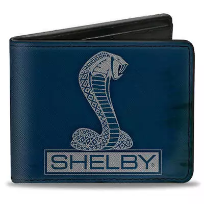 Ford Mustang Shelby Cobra Logo Navy Gray Men's Bi-Fold Wallet Official Licensed • $19.99