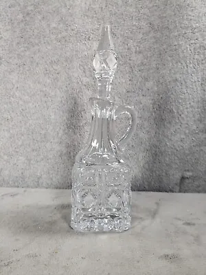 Vintage Cut Glass Crystal Oil & Vinegar Cruet Decanter Bottle With Stopper • $22.98