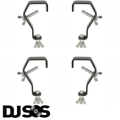 4 X G Shaped Lighting Clamp Stage Theatre DJ Mounting Hook Black 55MM 25Kg Load • £20.49