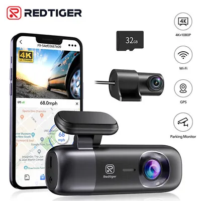 REDTIGER F9 4K Dash Cam Front And Rear Dash Camera WiFi GPS With Free 32GB Card • $69.99