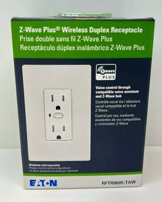 Eaton RFTR9605-TAW Z-Wave Plus Wireless Duplex Receptacle Alpine White • $66