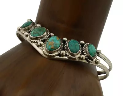 Navajo Bracelet 925 Silver Kingman Turquoise Artist Signed MC C.80's • $249