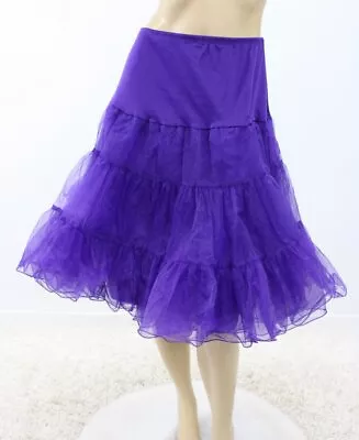 Tiered Drop Waist Petticoat Crinoline Purple 3 Layer Square Dance M L  Vintage • $27.50