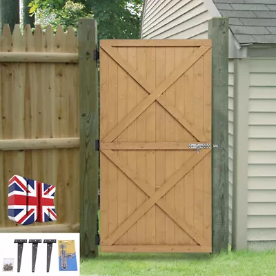 6FT Wooden Garden Gate Flat Top Pedestrian Solid Pine Door Gate Kit Pressure UK • £78.99