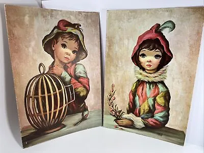 MAIO Set Of Mardi Gras Boy & Girl Big Eyes Litho Art Treasures Prints • $34.95