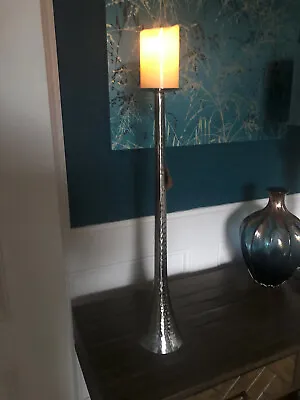 Stunning Tall Candle Holder. Tall Floor Standing Nickle Candle Pillar 62cm High • £55