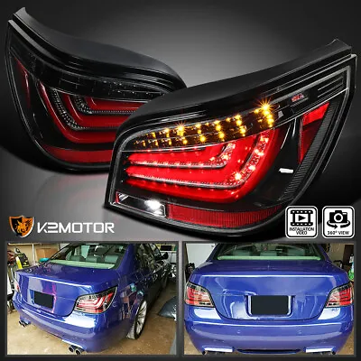 Jet Black Fits 2004-2007 BMW E60 5-Series 525i LED Bar Tail Lights Brake Lamps • $271.38