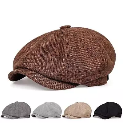 Newsboy Hat Peaky Blinders Cap Gatsby Beret Tweed Baker Herringbone 100% Cotton • $8.99